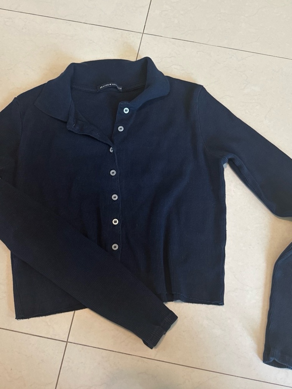 Brandy Melville Navy Ribbed Button-Up Cardigan